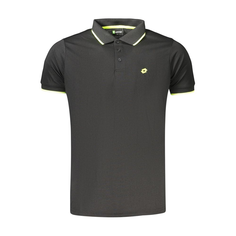 LOTTO Black Polyester Men's Polo Shirt