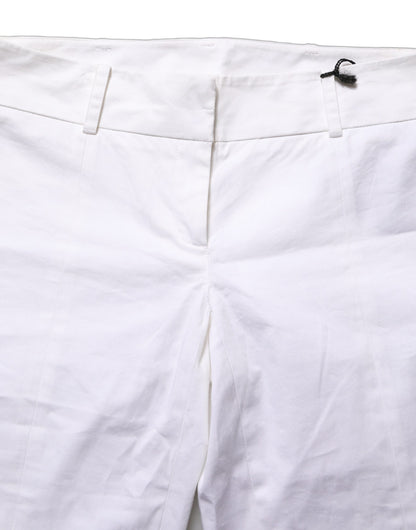 Patrizia Pepe White Mid Waist Tapered Formal Trousers Pants