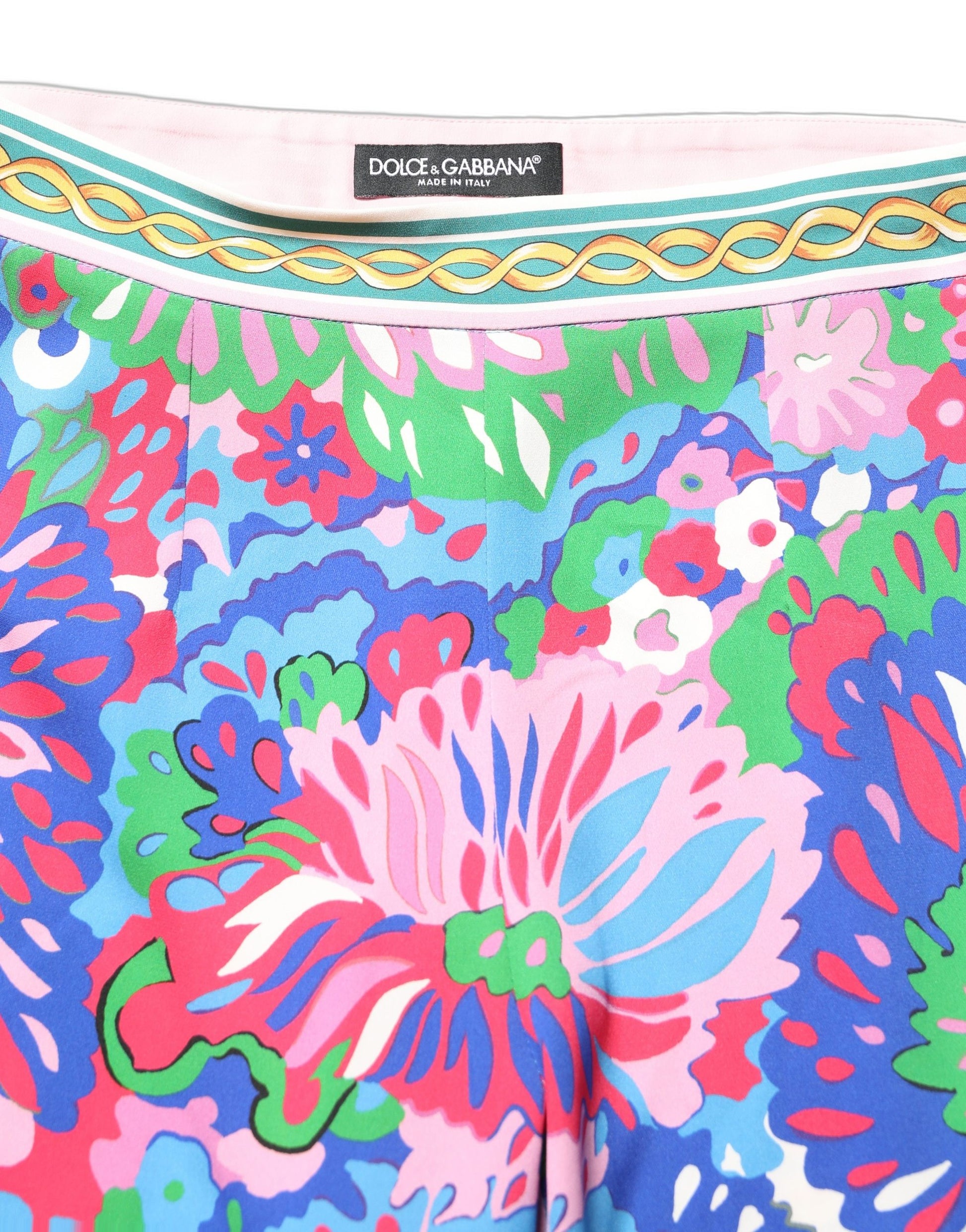 Dolce & Gabbana Floral Psychedelic Print Stretch Jersey Leggings Pants