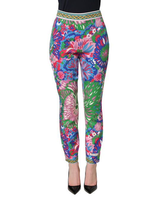 Dolce & Gabbana Floral Psychedelic Print Stretch Jersey Leggings Pants