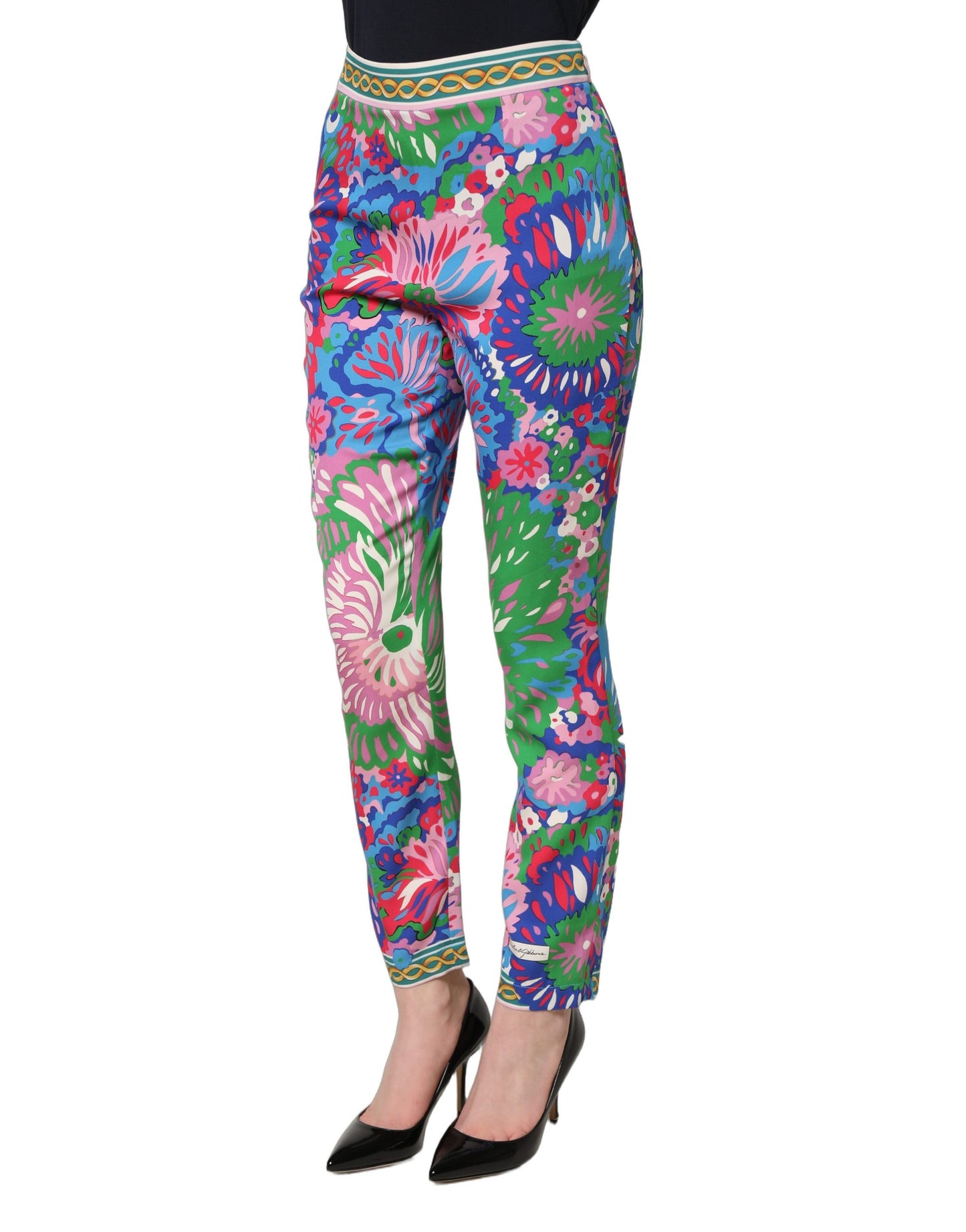 Dolce & Gabbana Floral Psychedelic Print Stretch Jersey Leggings Pants