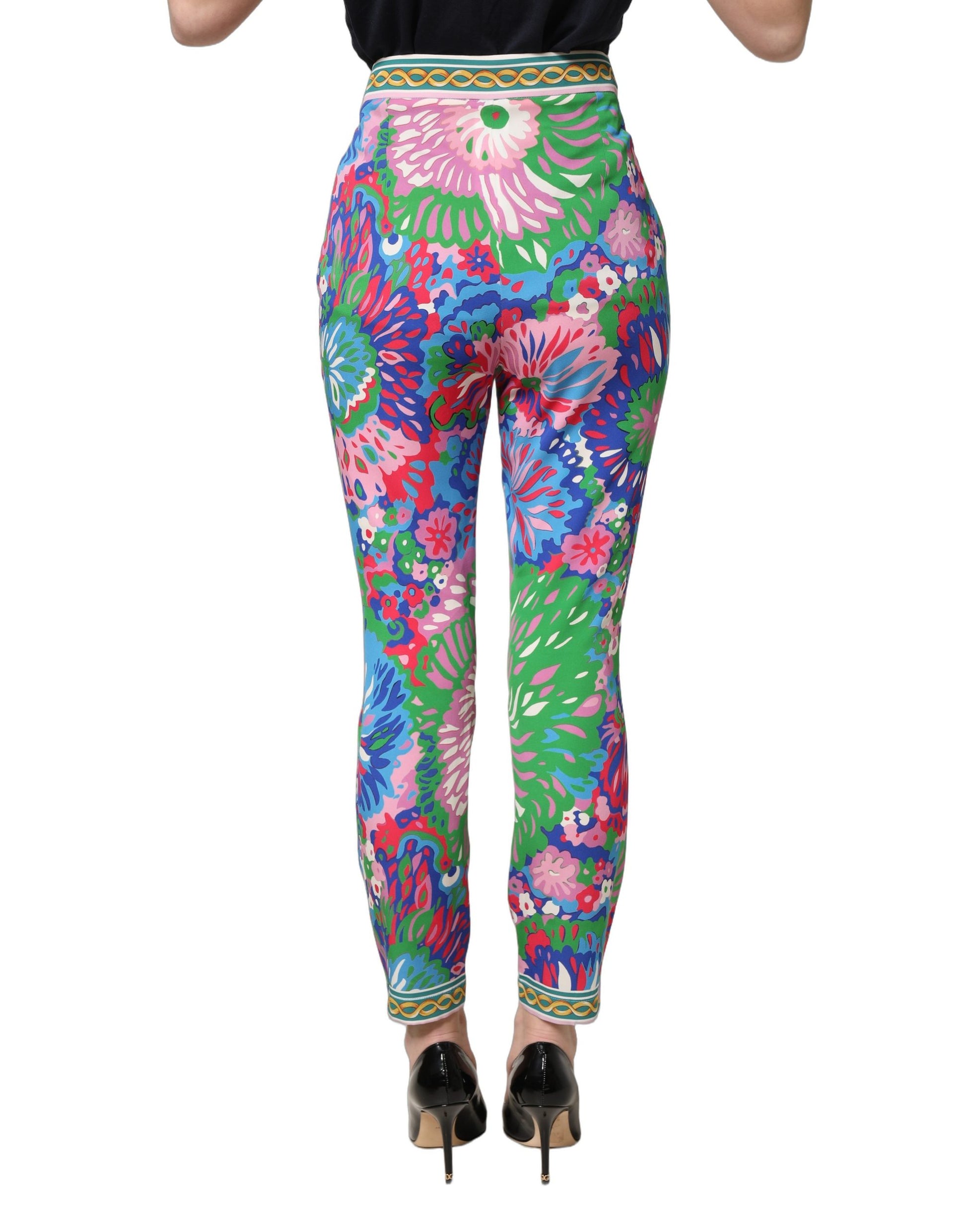 Dolce & Gabbana Floral Psychedelic Print Stretch Jersey Leggings Pants