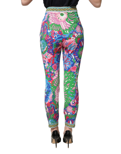 Dolce & Gabbana Floral Psychedelic Print Stretch Jersey Leggings Pants