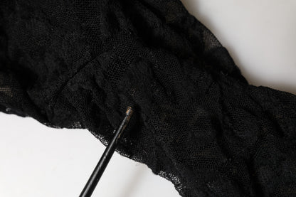 Dolce & Gabbana Black Floral Lace Turtle Neck Long Sleeve Top