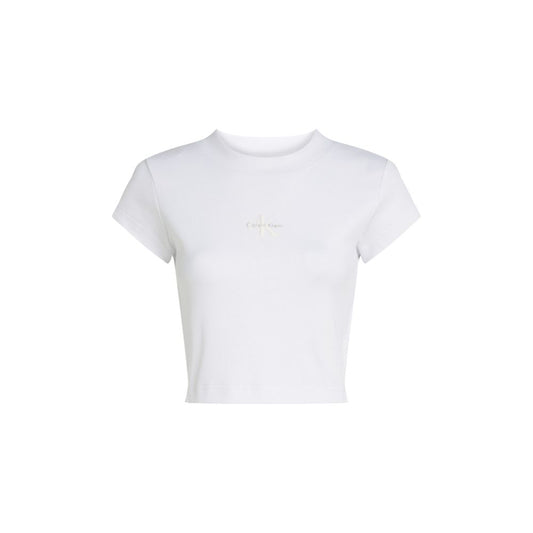 Calvin Klein Jeans Monogram Baby Tee - White Cotton Short Sleeve T-Shirt