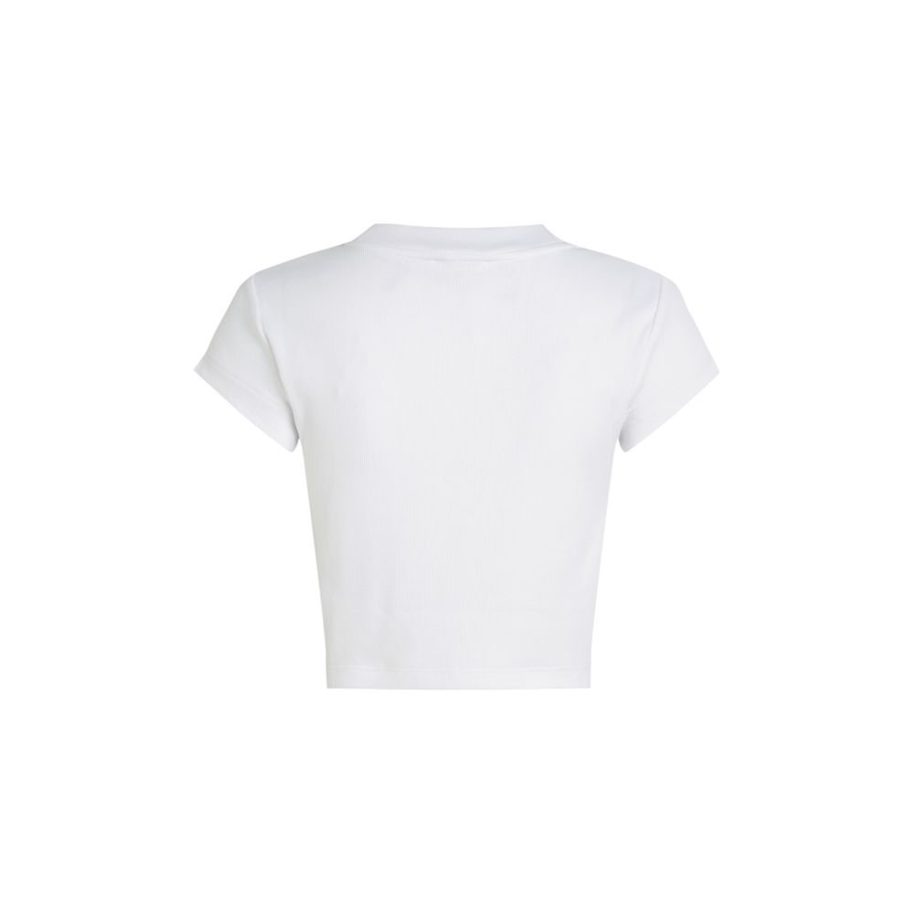Calvin Klein Jeans Monogram Baby Tee - White Cotton Short Sleeve T-Shirt