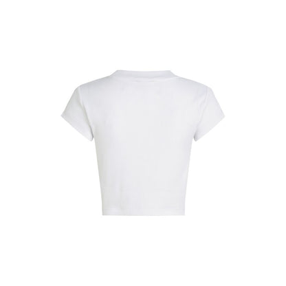 Calvin Klein Jeans Monogram Baby Tee - White Cotton Short Sleeve T-Shirt