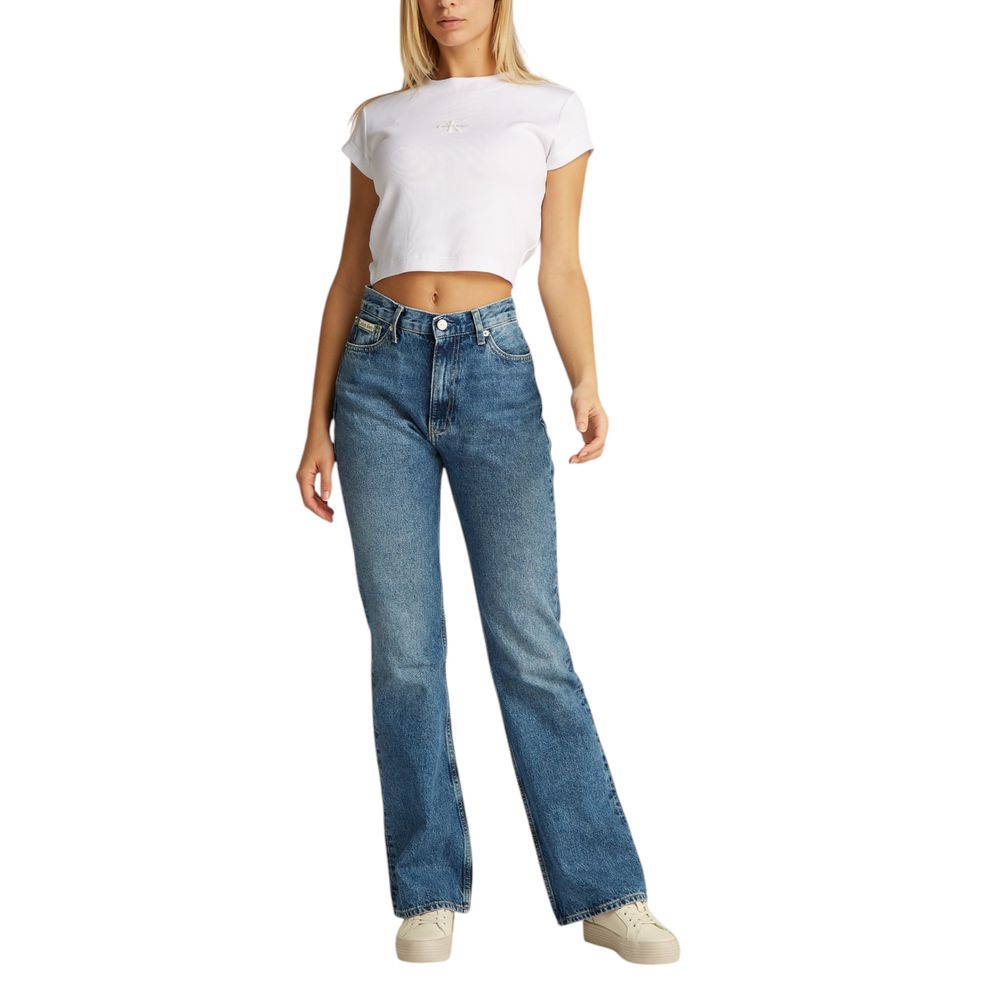 Calvin Klein Jeans Monogram Baby Tee - White Cotton Short Sleeve T-Shirt