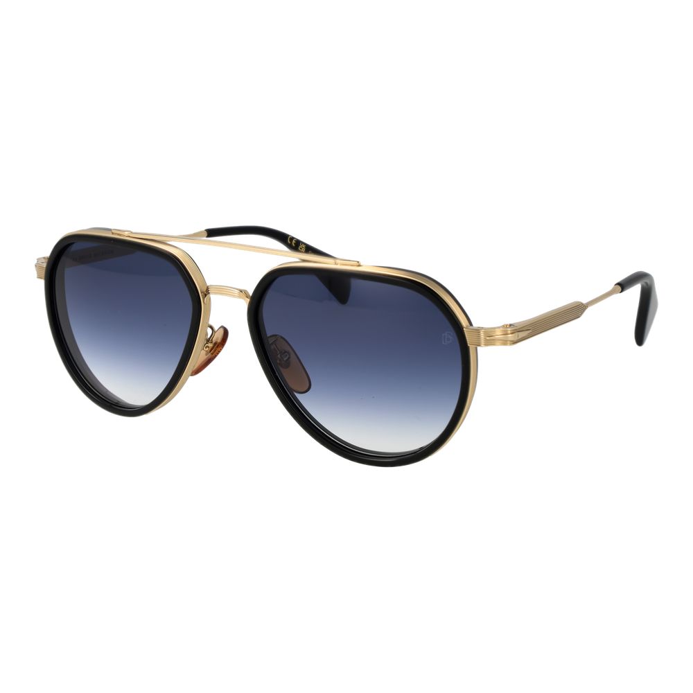 David Beckham Men's Sunglasses – Black Aviator Frame, Blue Gradient Lenses
