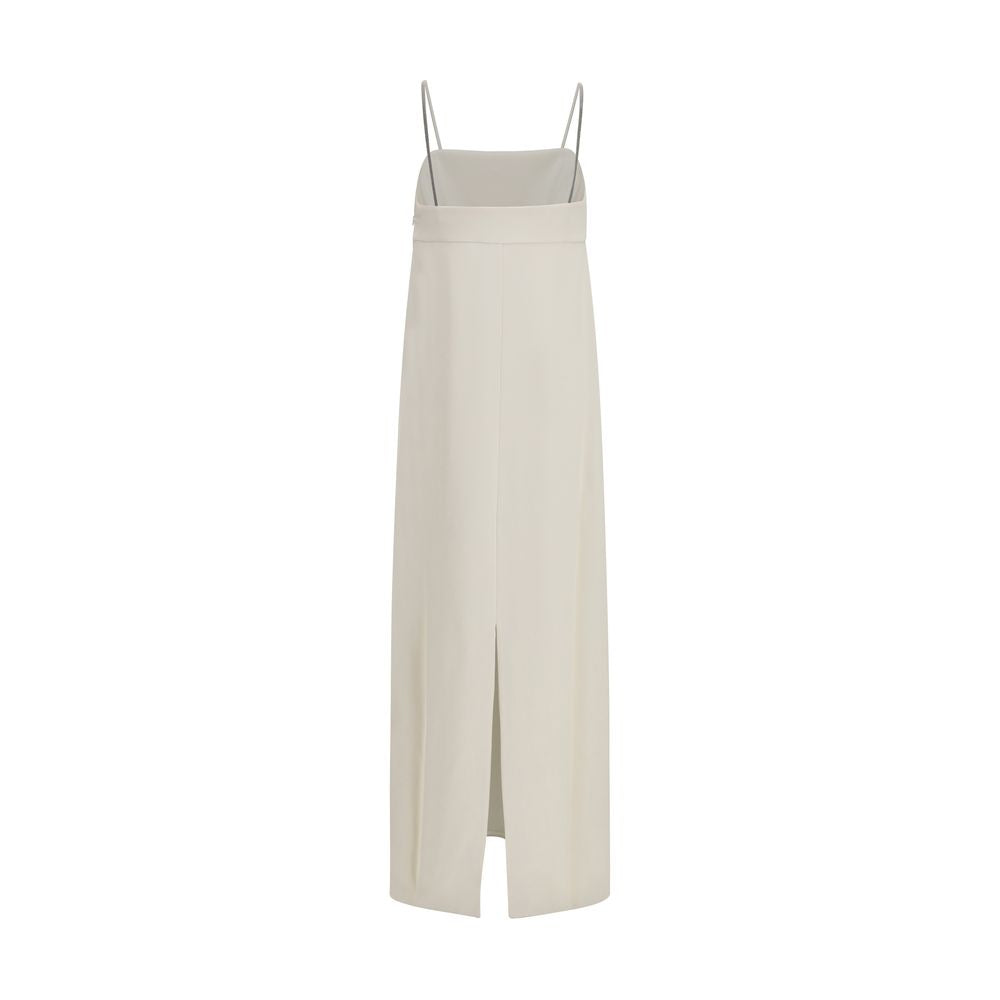 Brunello Cucinelli White Monili-detail Maxi Gown