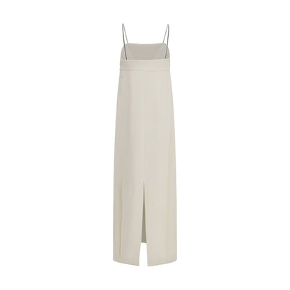 Brunello Cucinelli White Monili-detail Maxi Gown