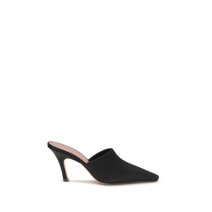 Amina Muaddi Black Silk Jamie Mules Sandals