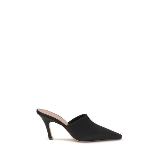 Amina Muaddi Black Silk Jamie Mules Sandals