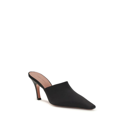 Amina Muaddi Black Silk Jamie Mules Sandals