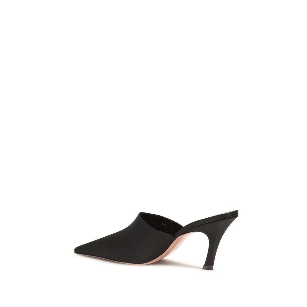 Amina Muaddi Black Silk Jamie Mules Sandals