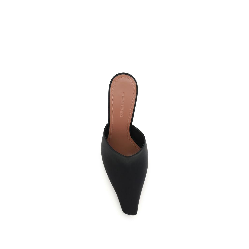 Amina Muaddi Black Silk Jamie Mules Sandals