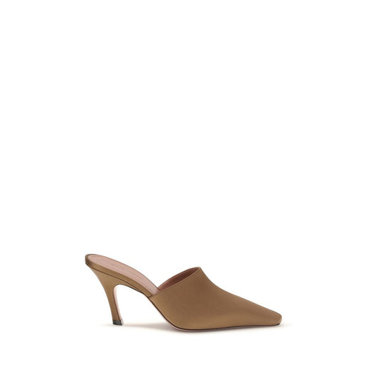 Amina Muaddi Brown Silk Sandals - Jamie Mules