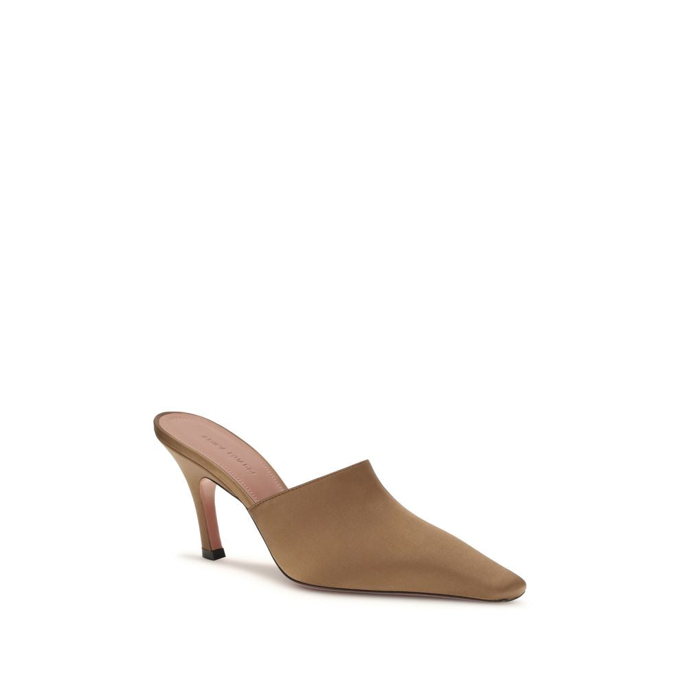Amina Muaddi Brown Silk Sandals - Jamie Mules