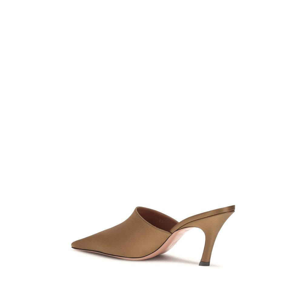 Amina Muaddi Brown Silk Sandals - Jamie Mules