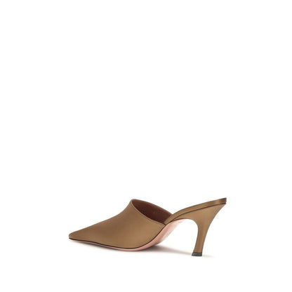 Amina Muaddi Brown Silk Sandals - Jamie Mules