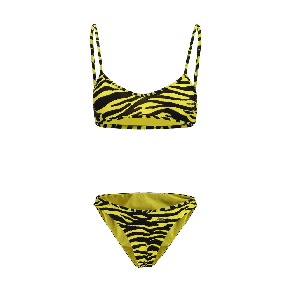 The Attico Bicolor Polyester Zebra-Print Bikini