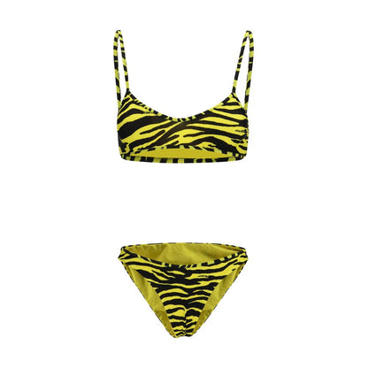 The Attico Bicolor Polyester Zebra-Print Bikini