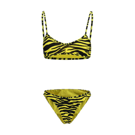 The Attico Bicolor Polyester Zebra-Print Bikini