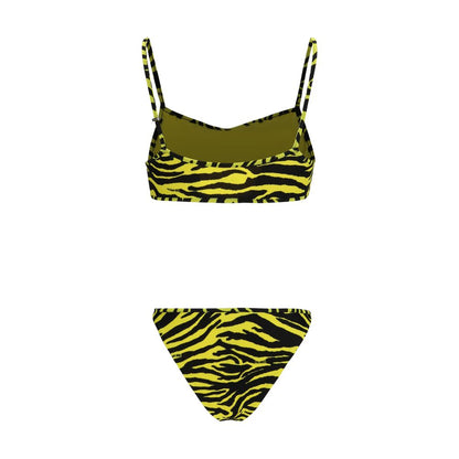 The Attico Bicolor Polyester Zebra-Print Bikini