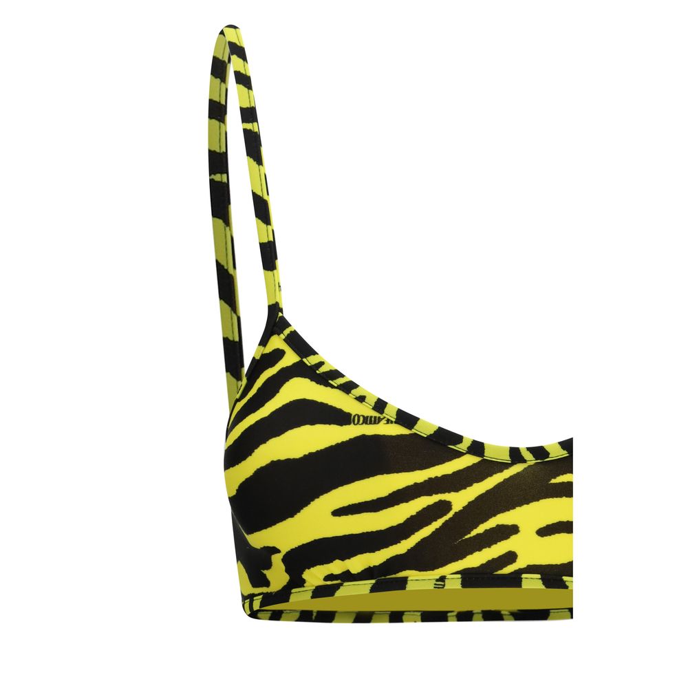 The Attico Bicolor Polyester Zebra-Print Bikini