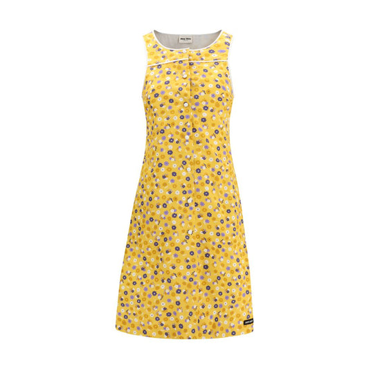 Miu Miu Bicolor Cotton Casual Dress - Floral Midi Elegance