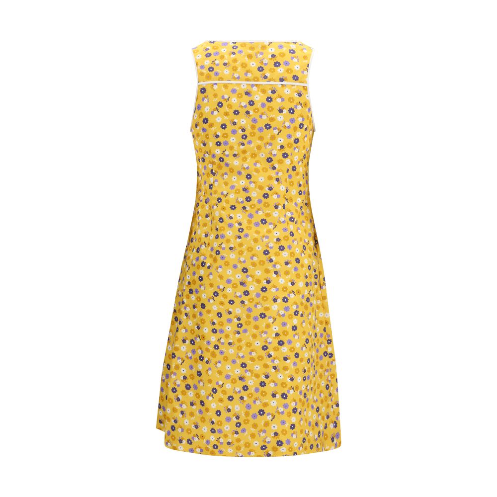 Miu Miu Bicolor Cotton Casual Dress - Floral Midi Elegance