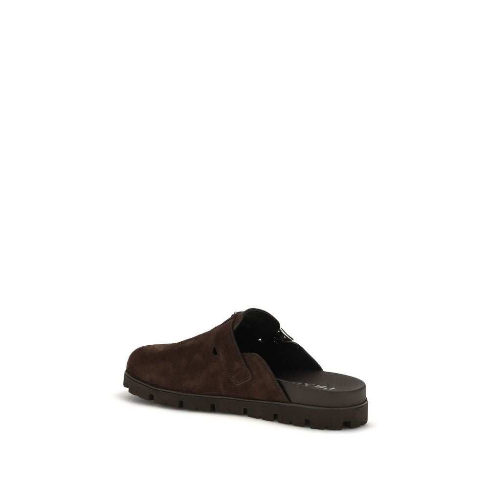 Prada Brown Suede Leather Mules