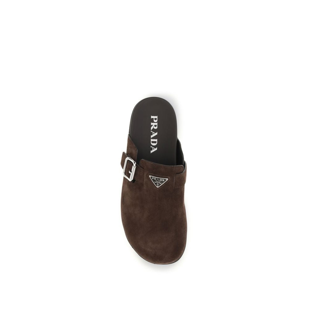 Prada Brown Suede Leather Mules