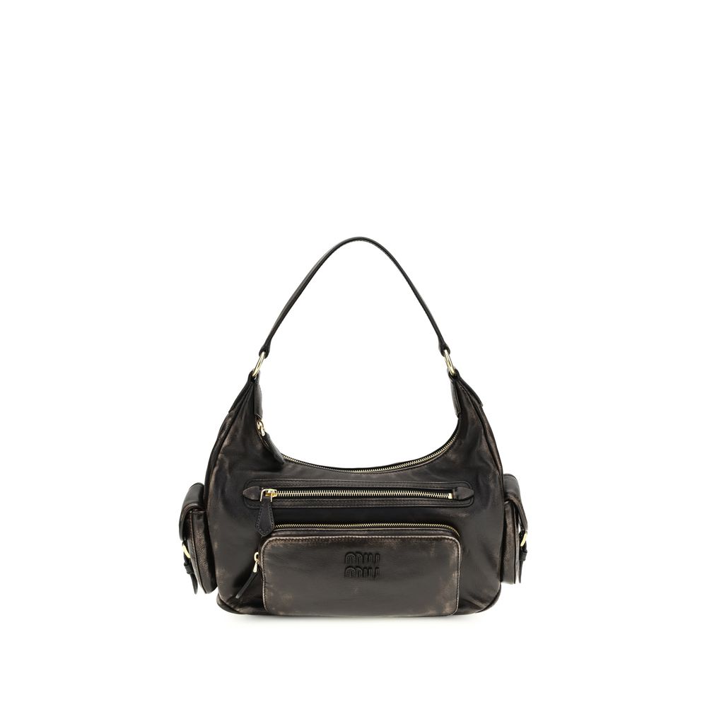 Miu Miu Brown Calf Leather Bos Taurus Shoulder Bag 32x28x9