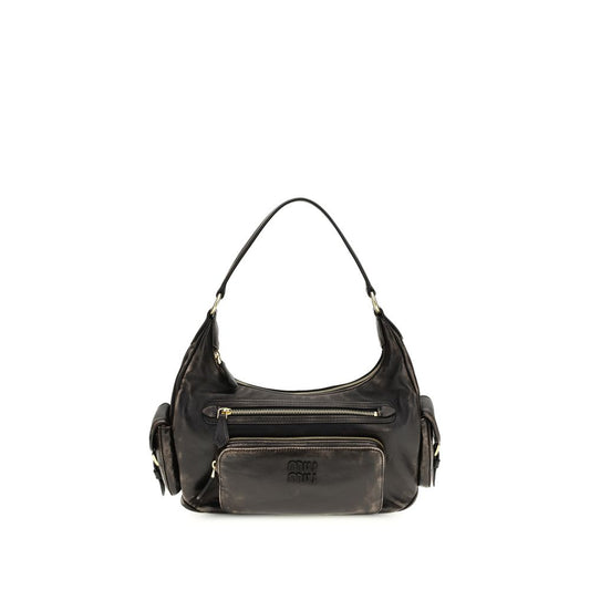 Miu Miu Brown Calf Leather Bos Taurus Shoulder Bag 32x28x9