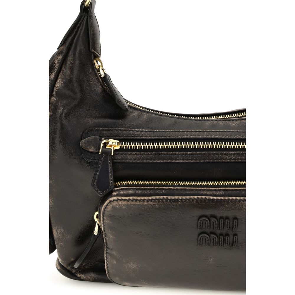 Miu Miu Brown Calf Leather Bos Taurus Shoulder Bag 32x28x9