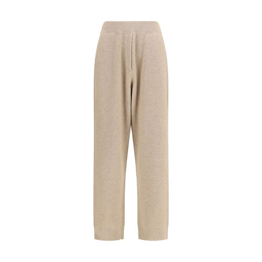 Brunello Cucinelli Beige Cashmere Wide-Leg Pants