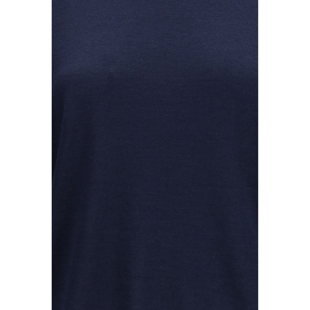 Brunello Cucinelli Blue Short-Sleeve Cashmere and Silk Sweater