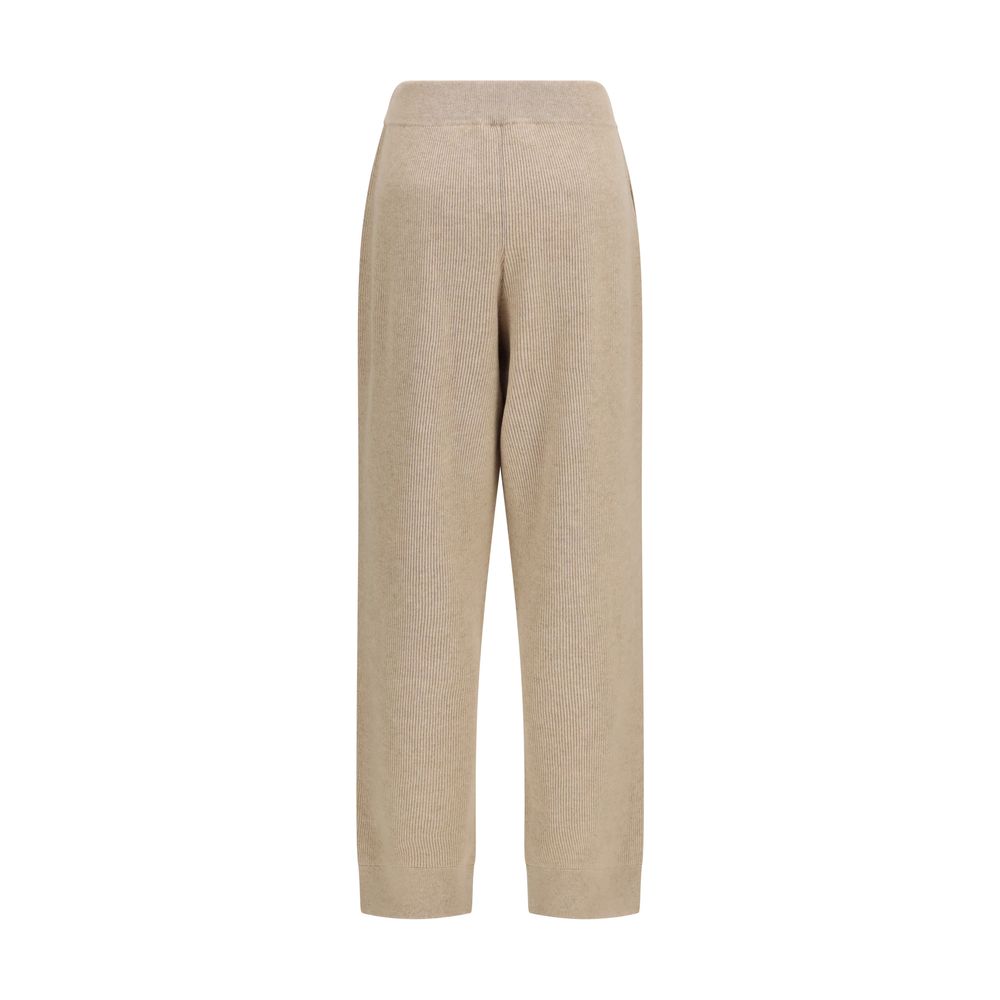 Brunello Cucinelli Beige Cashmere Wide-Leg Pants
