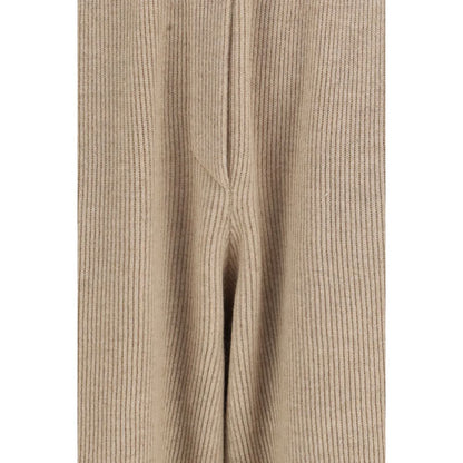Brunello Cucinelli Beige Cashmere Wide-Leg Pants