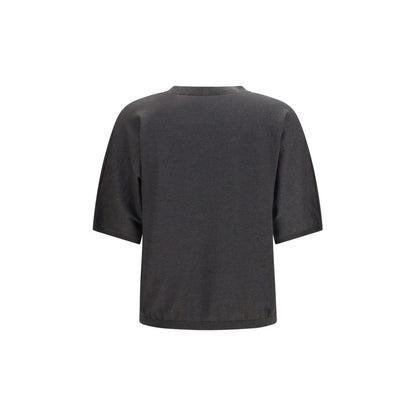Brunello Cucinelli Gray Short-Sleeve Cashmere and Silk Sweater