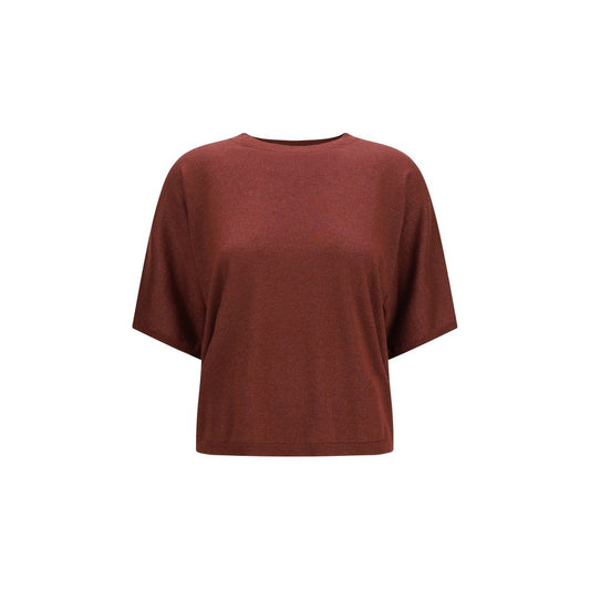 Brunello Cucinelli Bordeaux Short-Sleeve Cashmere and Silk Sweater
