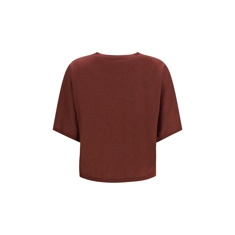 Brunello Cucinelli Bordeaux Short-Sleeve Cashmere and Silk Sweater