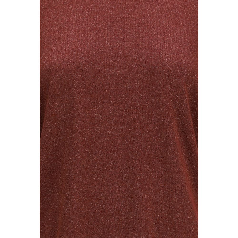 Brunello Cucinelli Bordeaux Short-Sleeve Cashmere and Silk Sweater