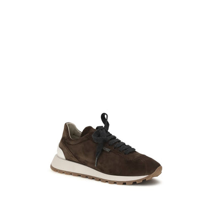 Brunello Cucinelli Brown Suede Runner Sneakers