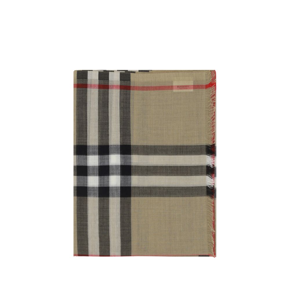 Burberry Brown Silk Scarf - Iconic Check Design