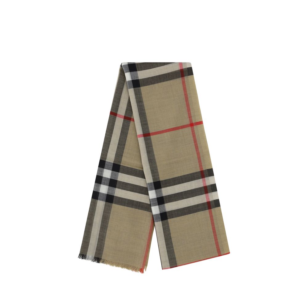 Burberry Brown Silk Scarf - Iconic Check Design