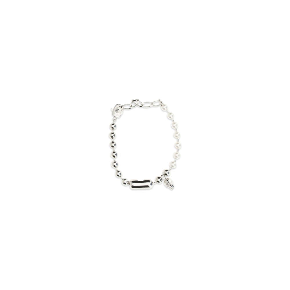 Alexander McQueen White Brass Pearl Skull Bracelet