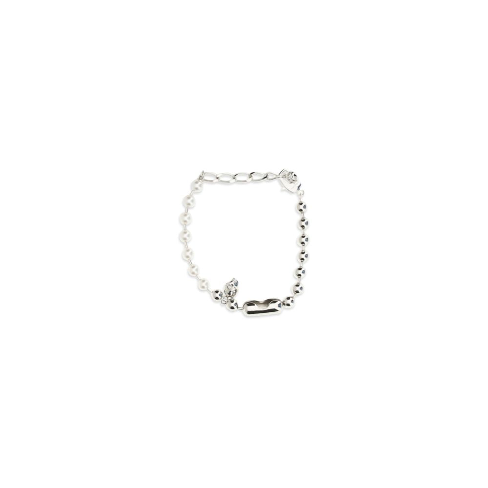 Alexander McQueen White Brass Pearl Skull Bracelet