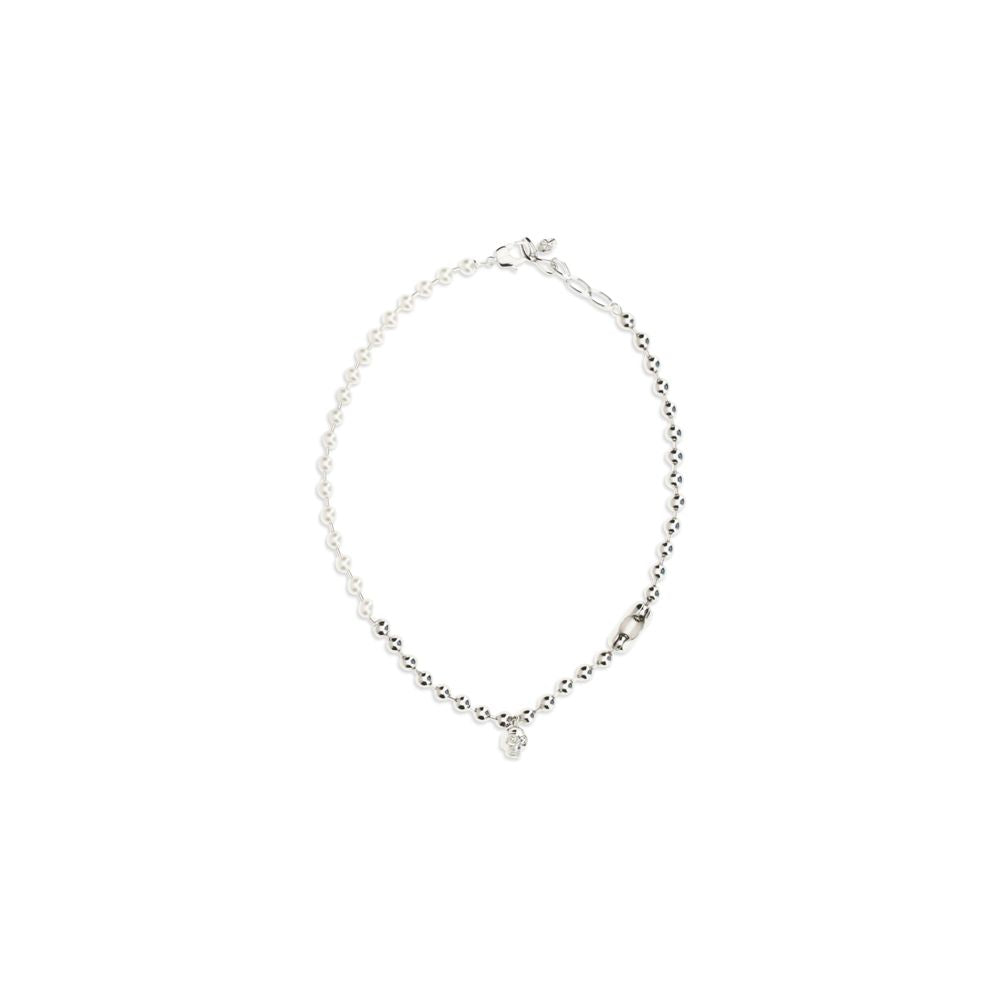 Alexander McQueen White Brass Pearl Skull Necklace